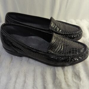 SAS Tripad Loafers Comfort Shoes Black Patent Leather Croc‎ Print Womens 7